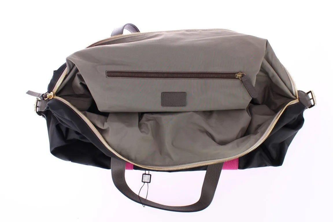 Black nylon boston bag