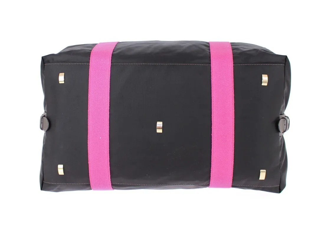 Black nylon boston bag