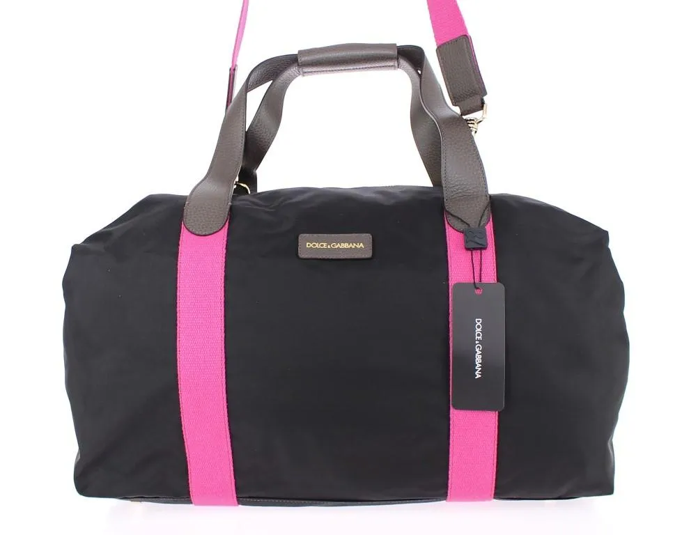 Black nylon boston bag