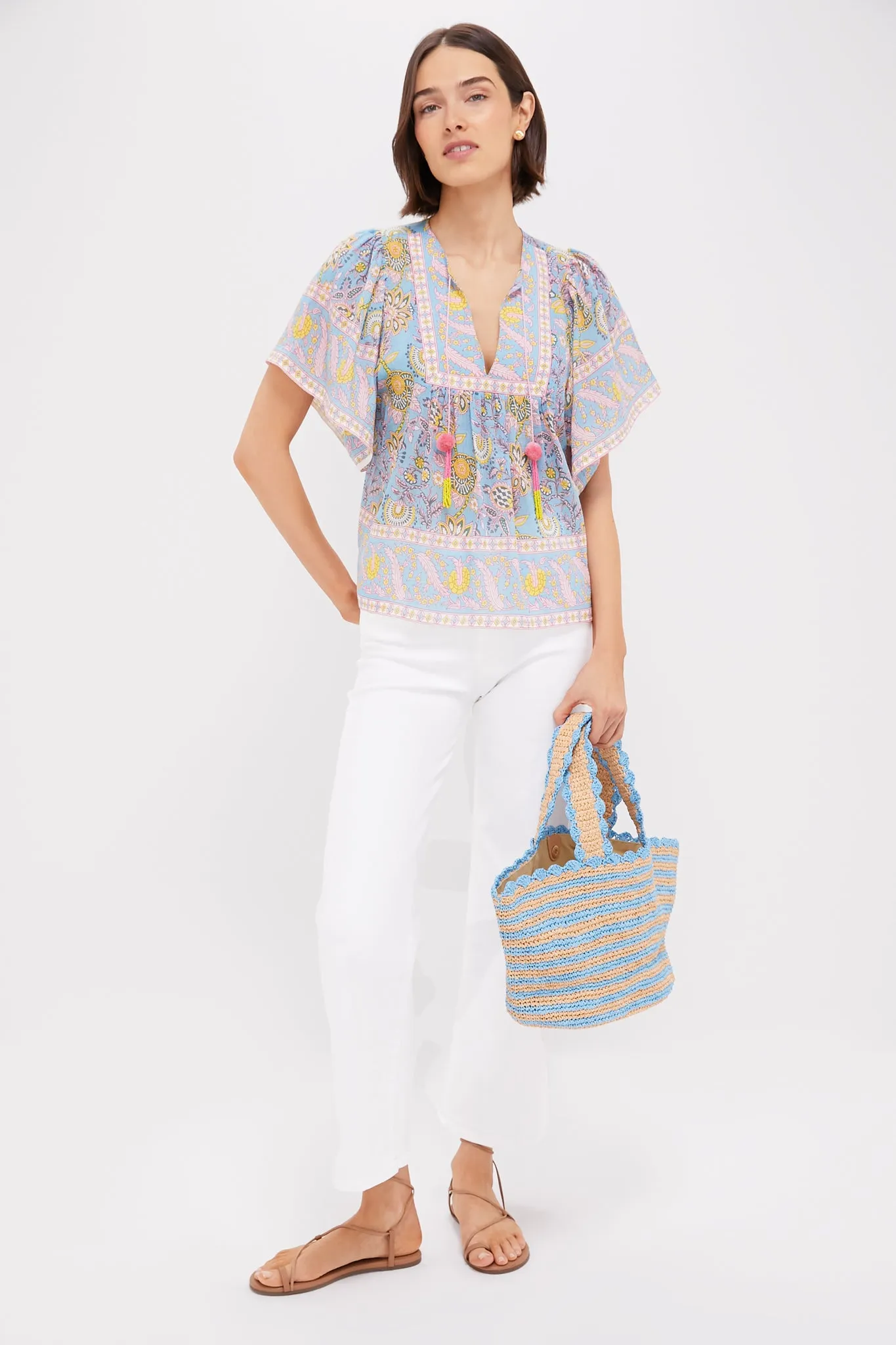 Blue and Natural Odesa Striped Tote