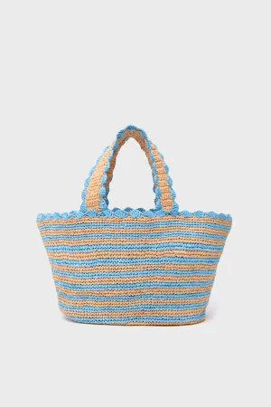 Blue and Natural Odesa Striped Tote