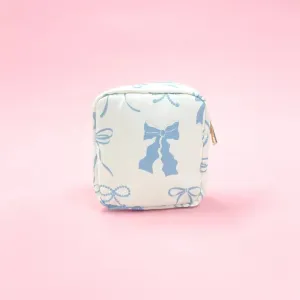Blue Bows Nylon Cosmetic Zipper Bag Small