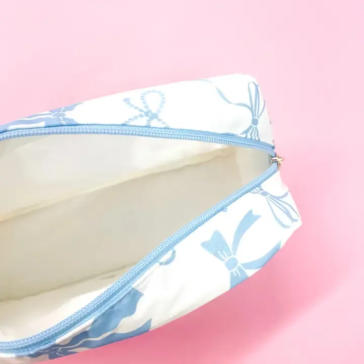 Blue Bows Nylon Cosmetic Zipper Bag Small