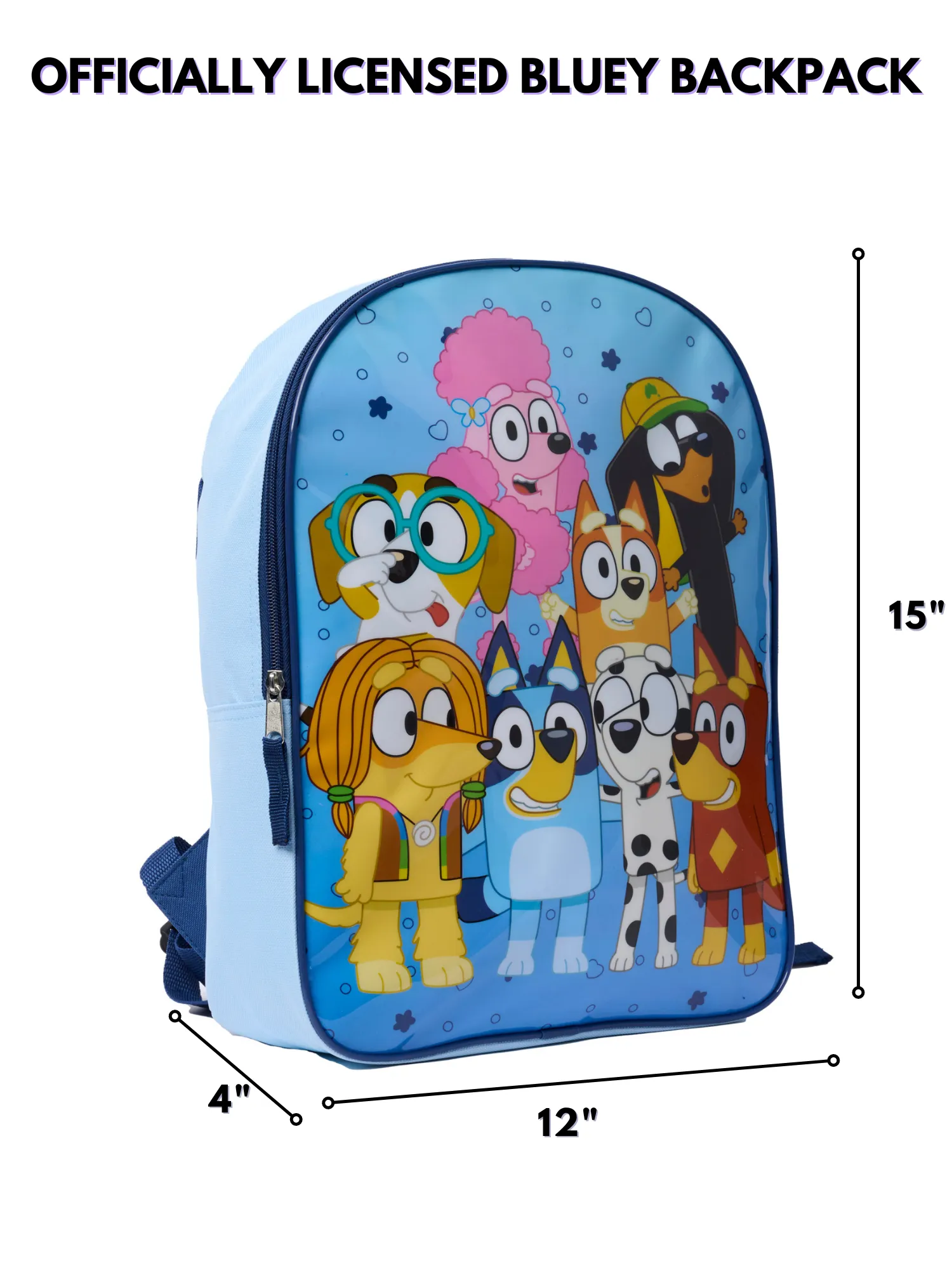 Bluey Bingo and Friends Backpack 15" School Bag Rusty Coco Snickers Indy