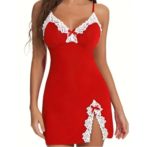 Brand New 🔥 Sexy Red/White Lace Lingerie W/G-String, Nails, Etc. Gift Bag 💝