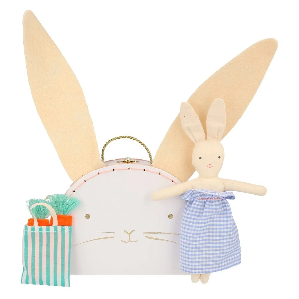 Bunny mini suitcase doll