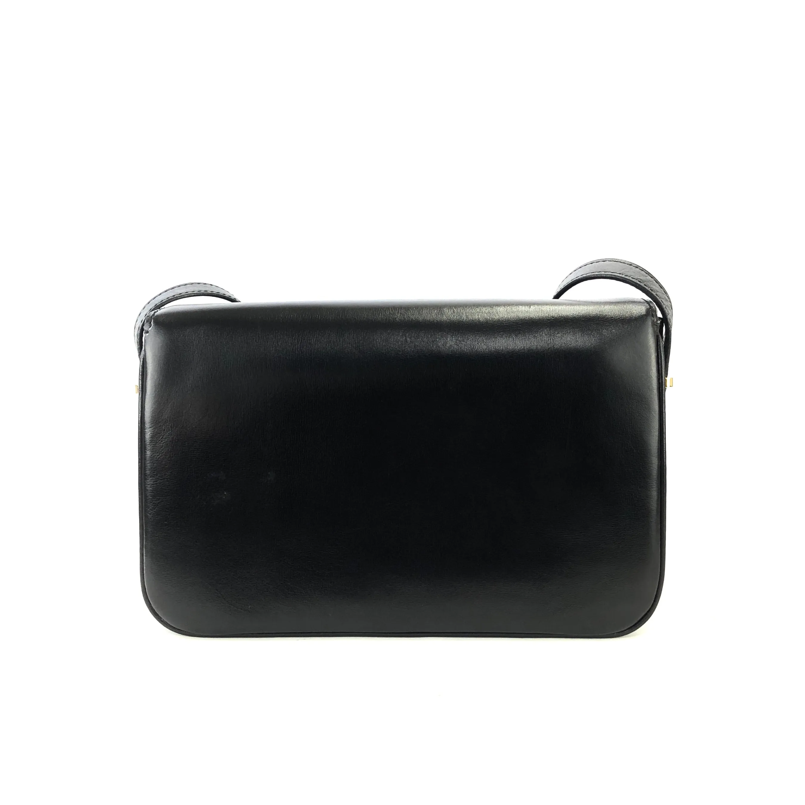 CELINE Medal motif Leather Crossbody Shoulder bag Black Vintage Old Celine 3sn772