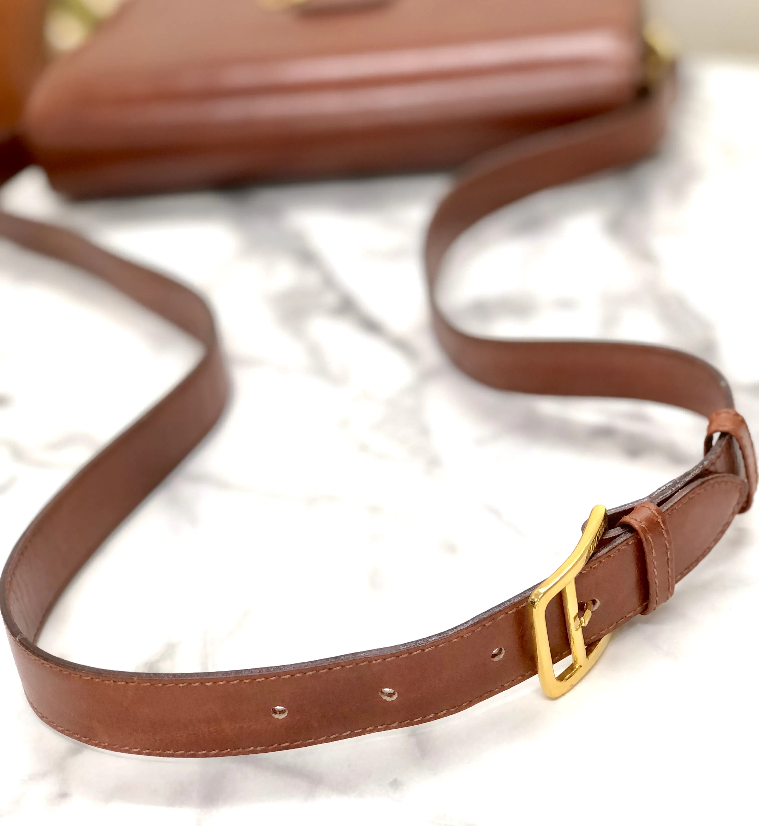 CELINE Three Horsebit Crossbody Shoulder bag Brown Vintage Old Celine jjcdny