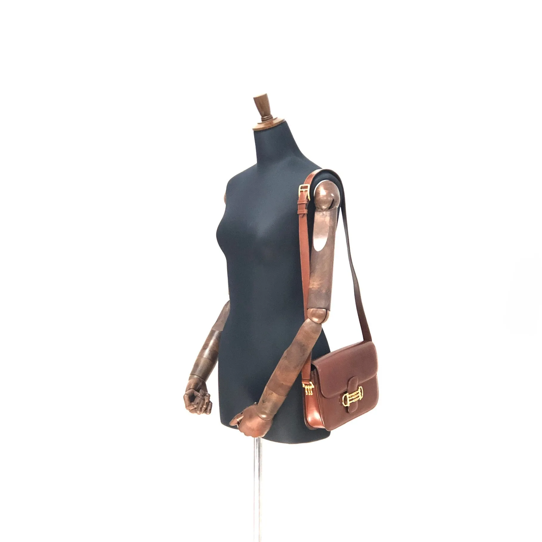 CELINE Three Horsebit Crossbody Shoulder bag Brown Vintage Old Celine jjcdny