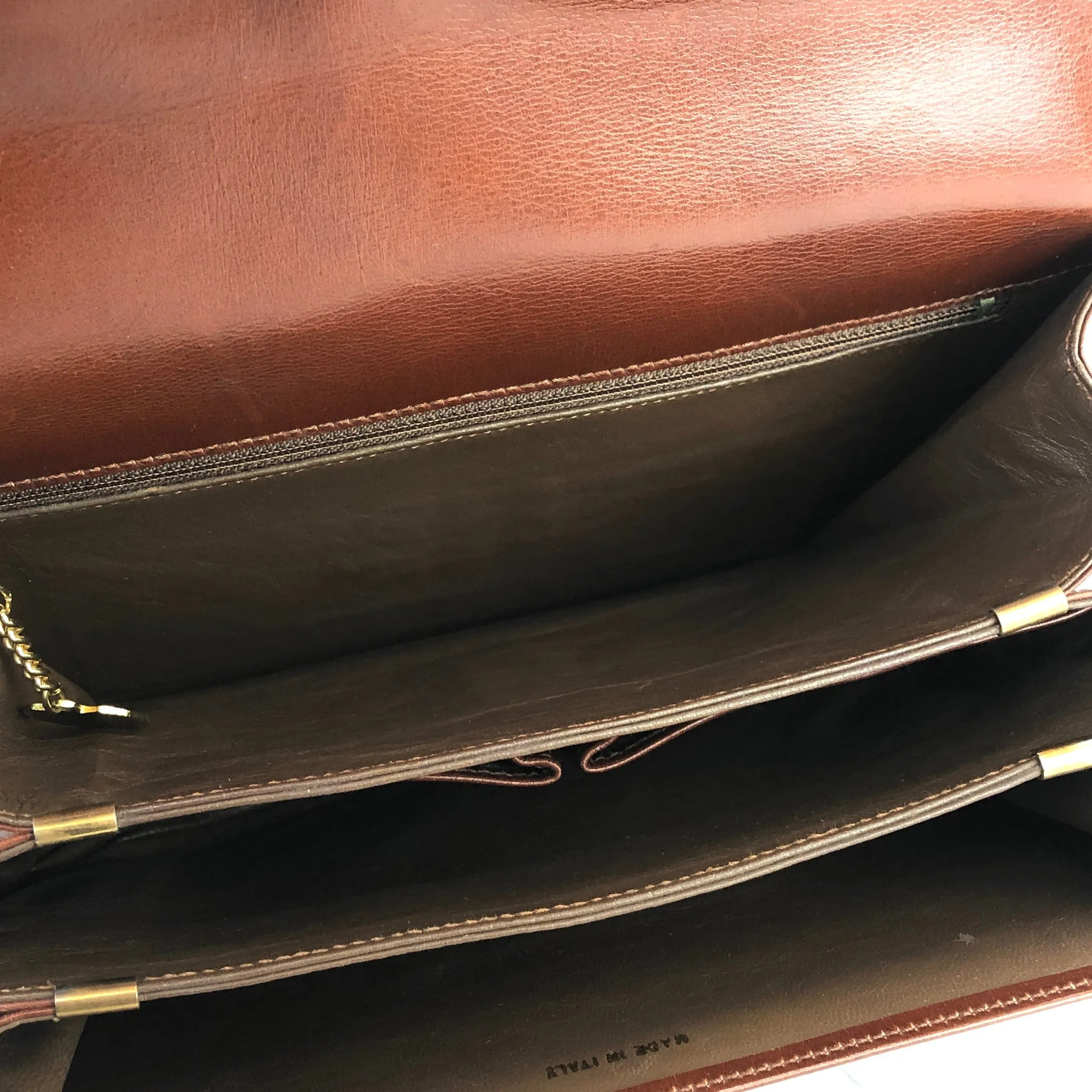 CELINE Three Horsebit Crossbody Shoulder bag Brown Vintage Old Celine jjcdny