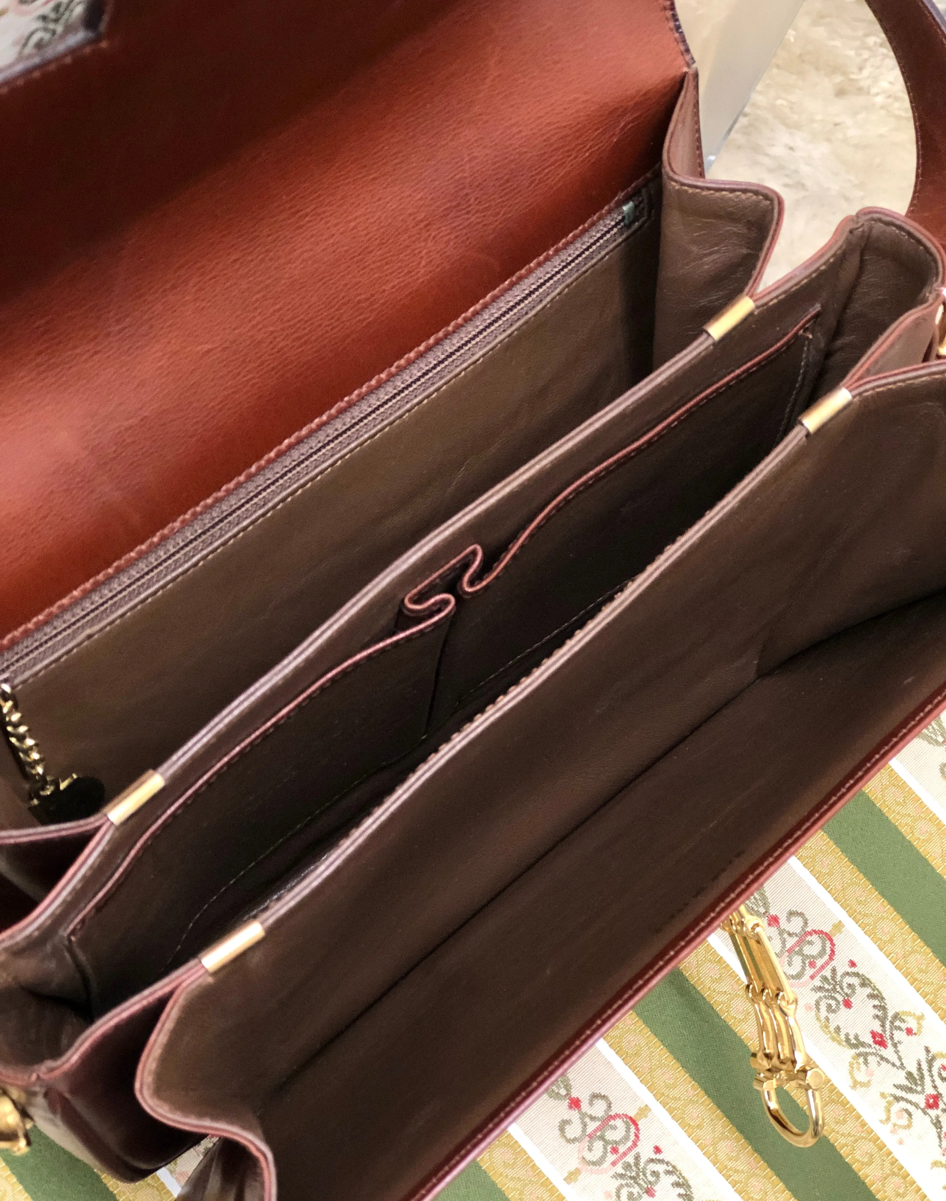 CELINE Three Horsebit Crossbody Shoulder bag Brown Vintage Old Celine jjcdny