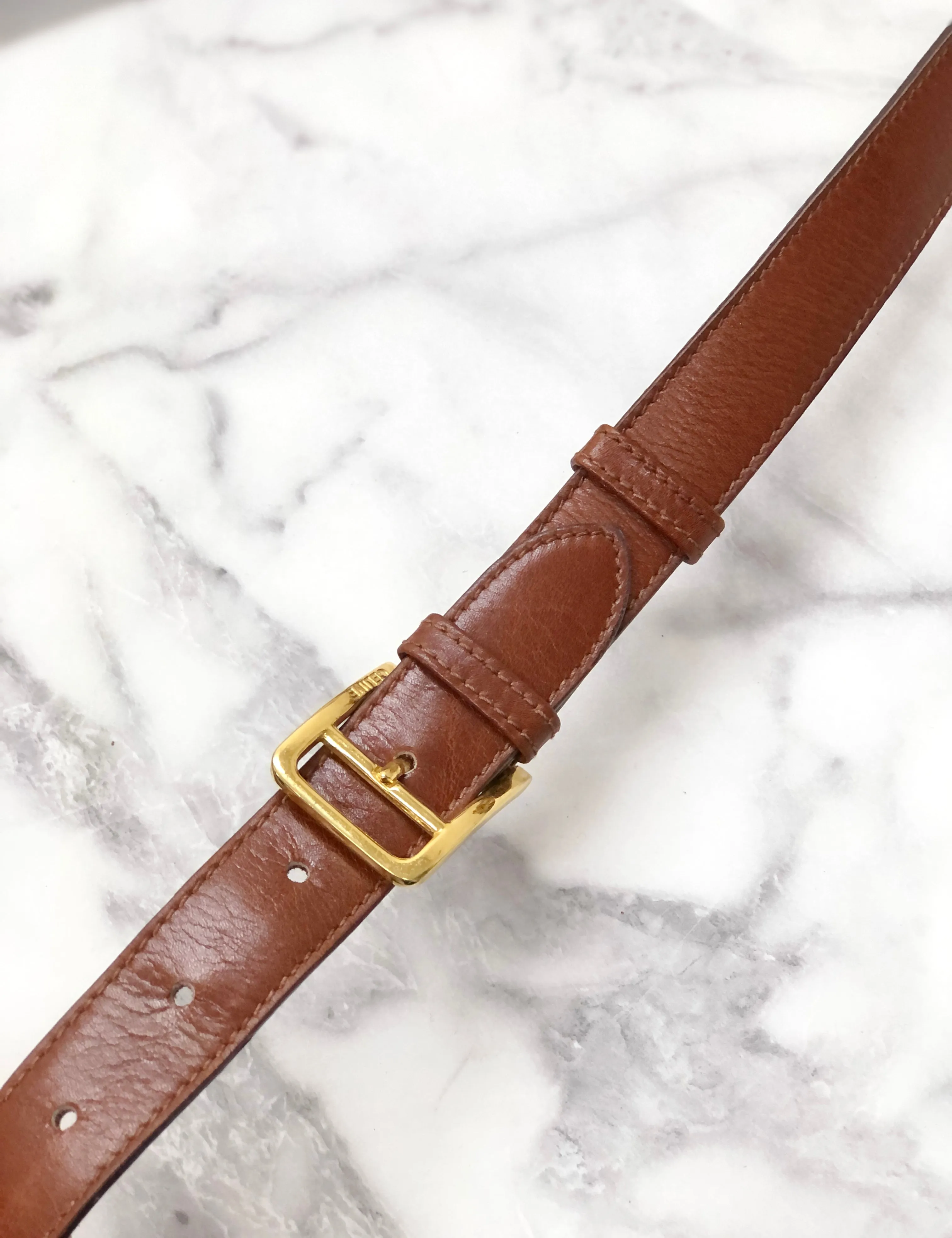 CELINE Three Horsebit Crossbody Shoulder bag Brown Vintage Old Celine jjcdny