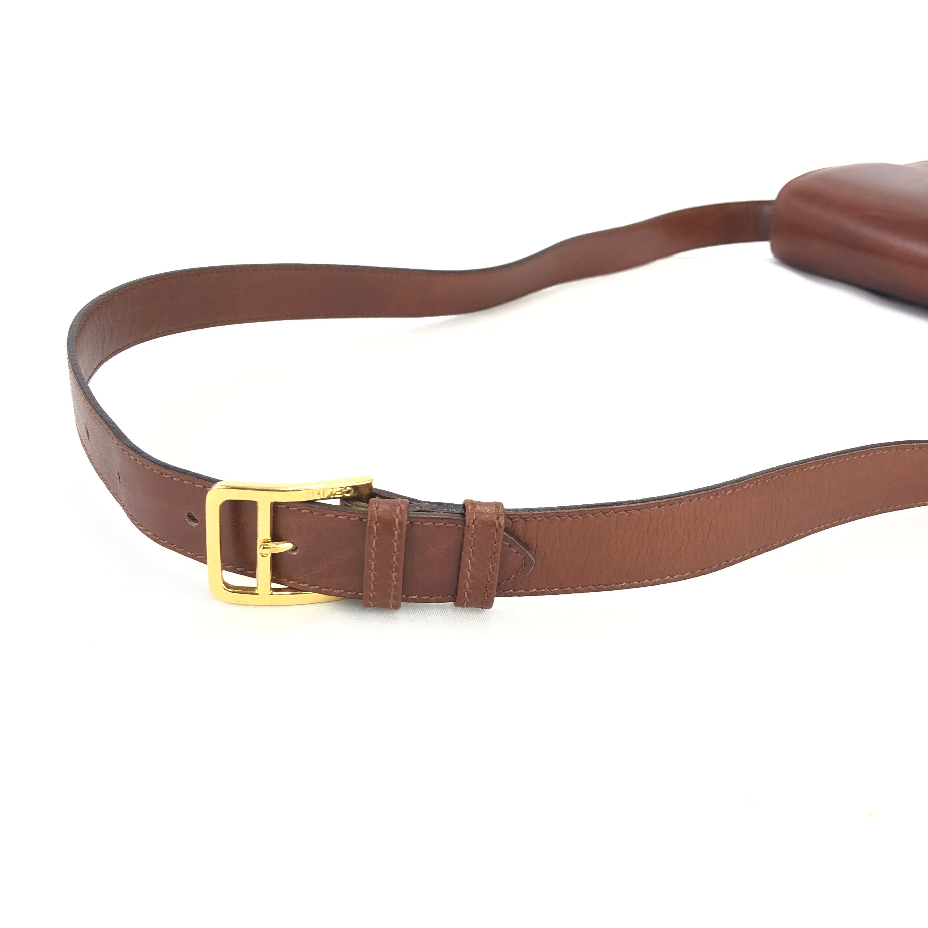 CELINE Three Horsebit Crossbody Shoulder bag Brown Vintage Old Celine jjcdny