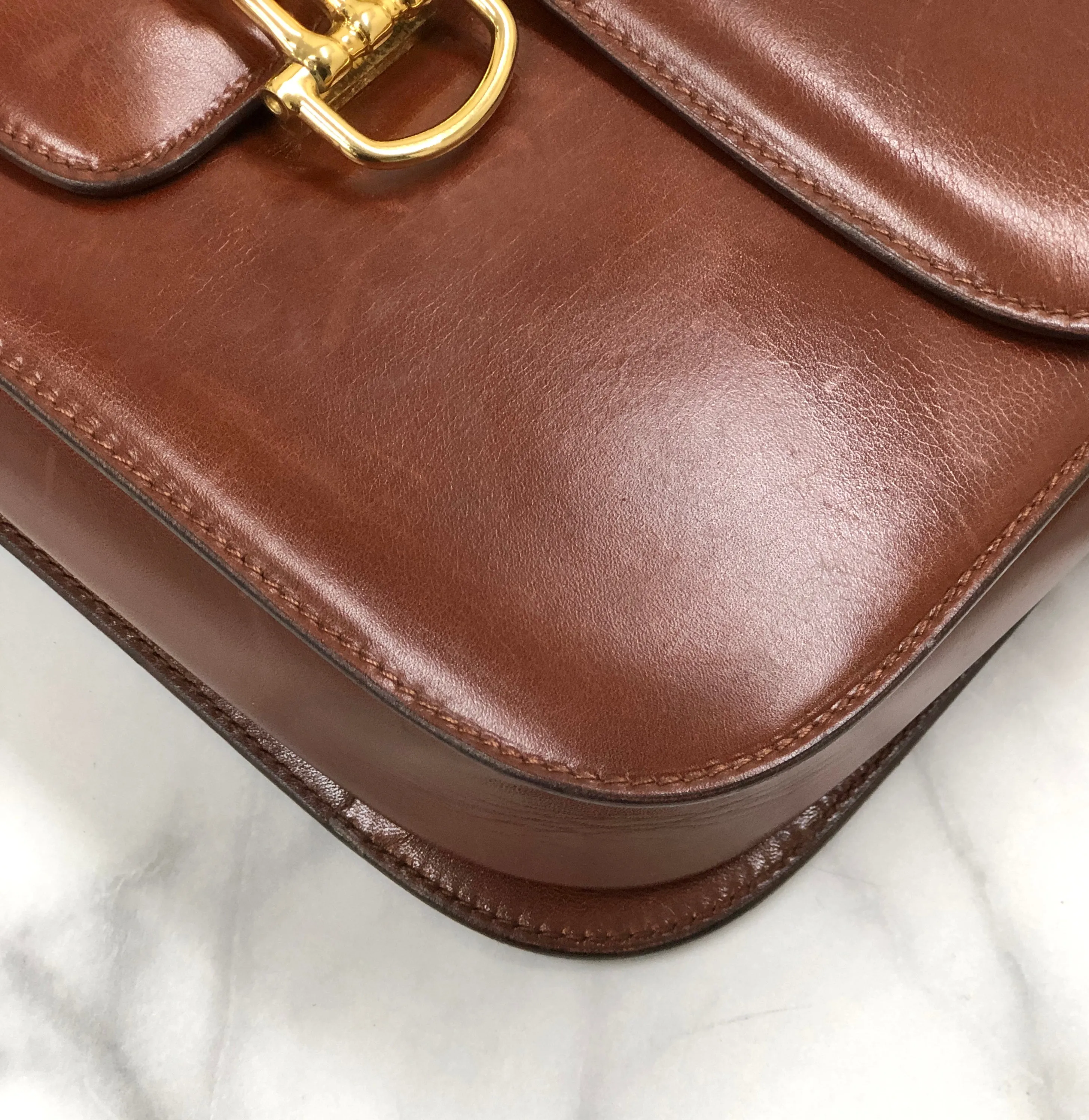 CELINE Three Horsebit Crossbody Shoulder bag Brown Vintage Old Celine jjcdny