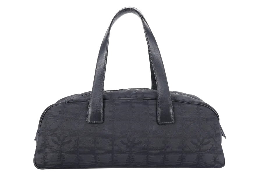 CHANEL TRAVEL LINE LONG BOSTON BAG BLACK NYLON 780xxxx WITH CARD NO DUST COVER