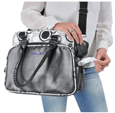 Changing Bag with Pull and Wipe Black Circles