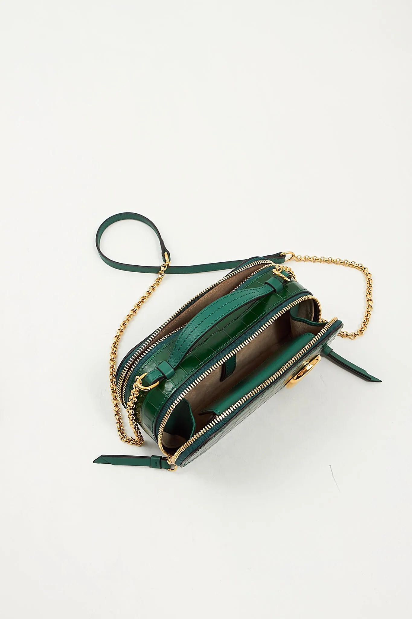 Chloe Green Embossed Leather Mini Crossbody Bag