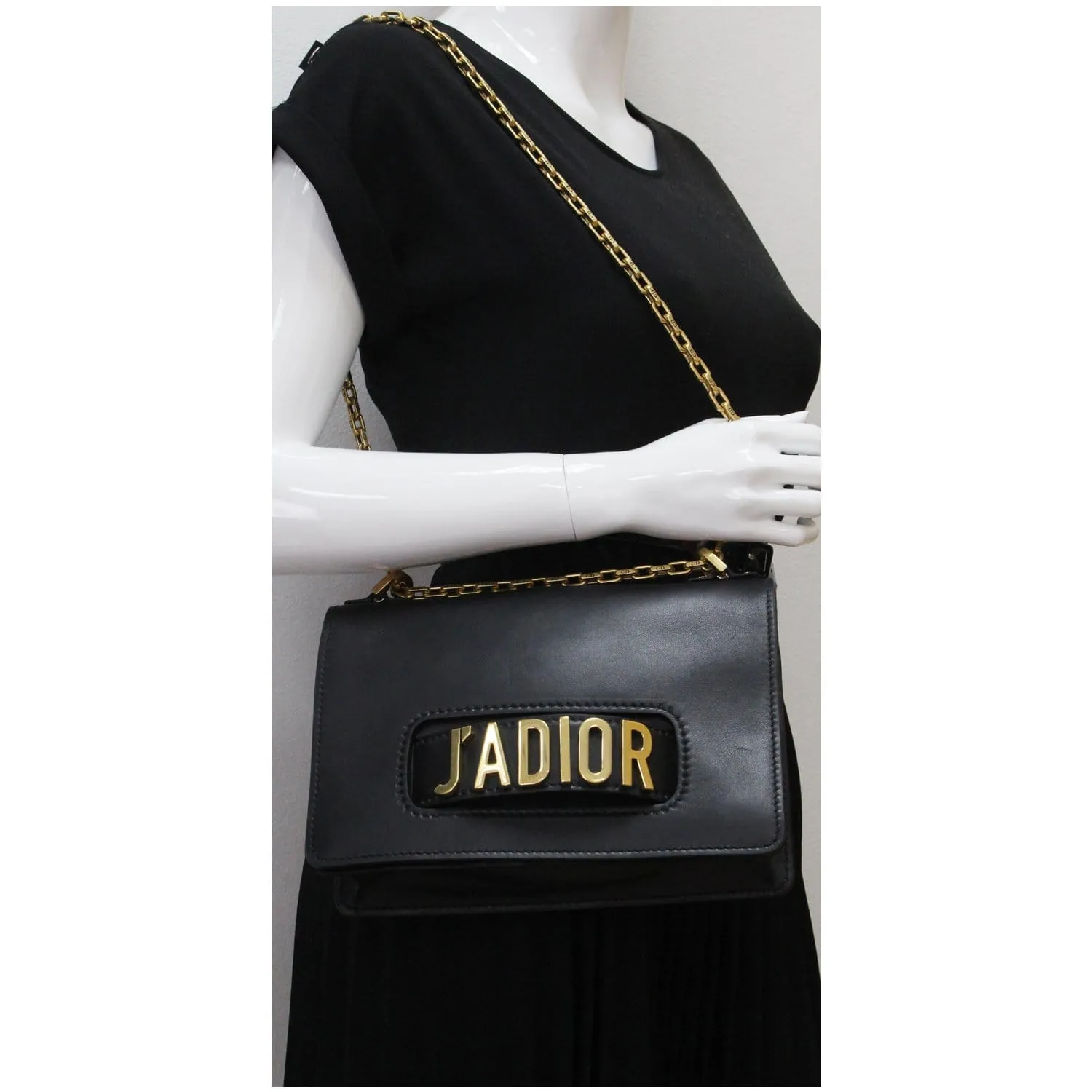 Christian Dior J'Adior Medium Calfskin Leather Flap Shoulder Bag Black - 10% OFF