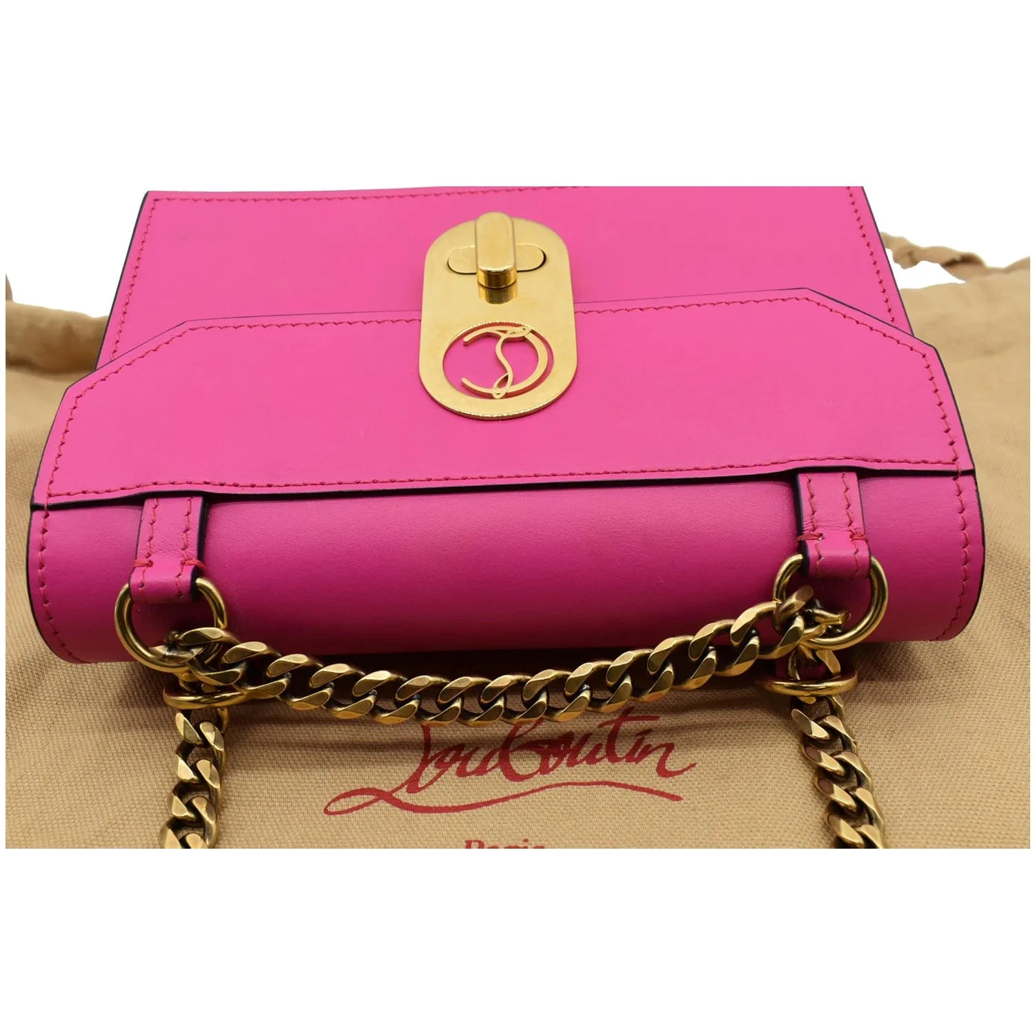 CHRISTIAN LOUBOUTIN Elisa Mini Calfskin Leather Shoulder Bag Pink