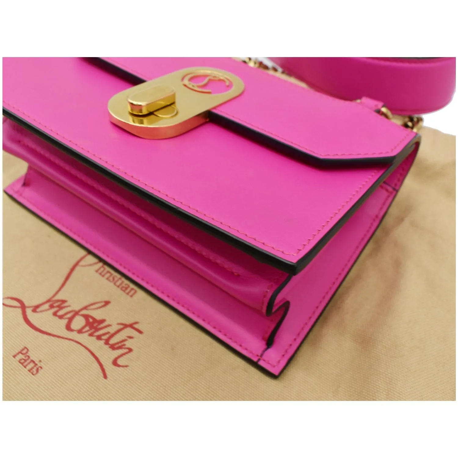 CHRISTIAN LOUBOUTIN Elisa Mini Calfskin Leather Shoulder Bag Pink