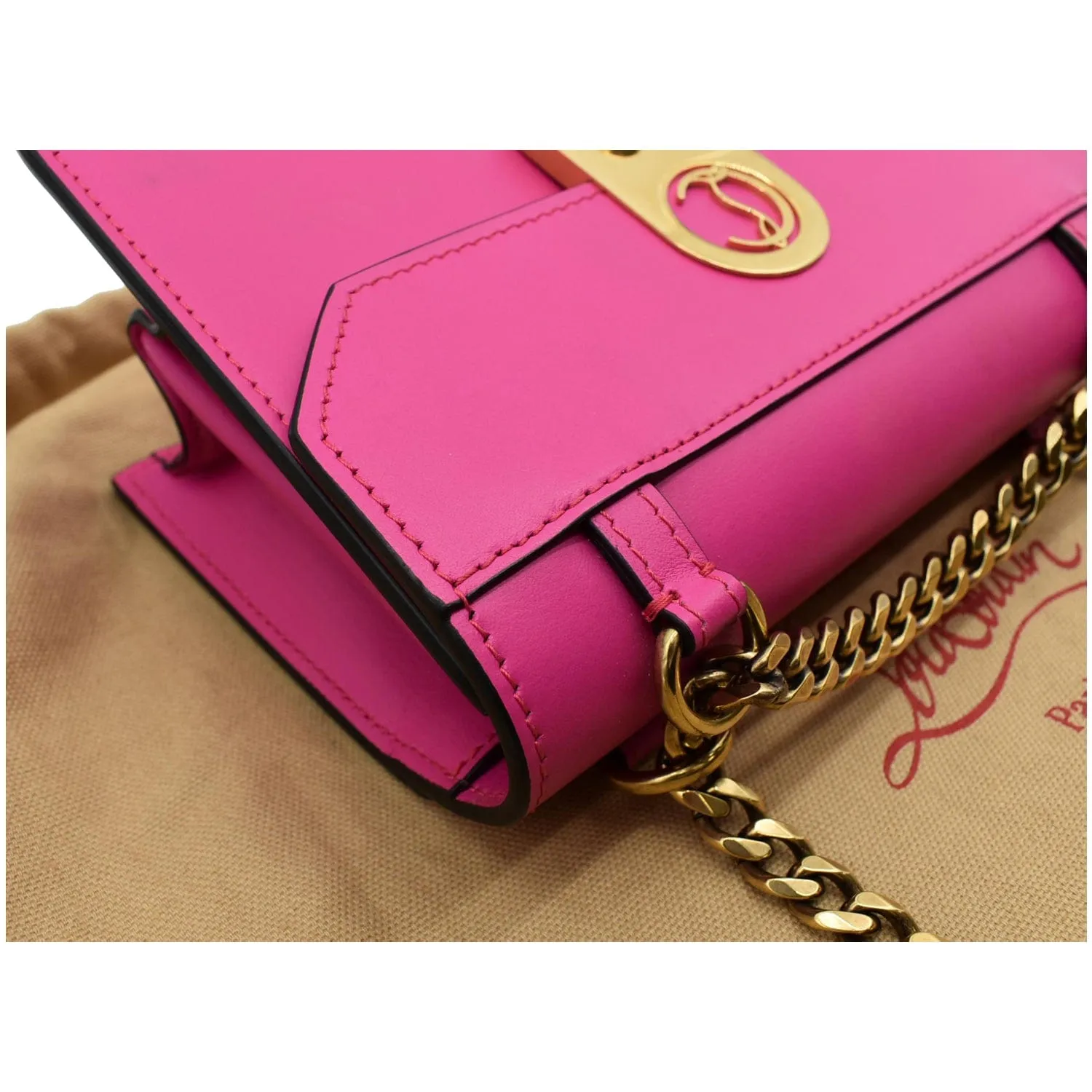 CHRISTIAN LOUBOUTIN Elisa Mini Calfskin Leather Shoulder Bag Pink