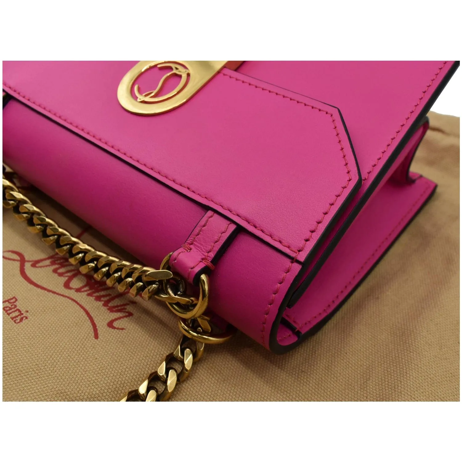 CHRISTIAN LOUBOUTIN Elisa Mini Calfskin Leather Shoulder Bag Pink