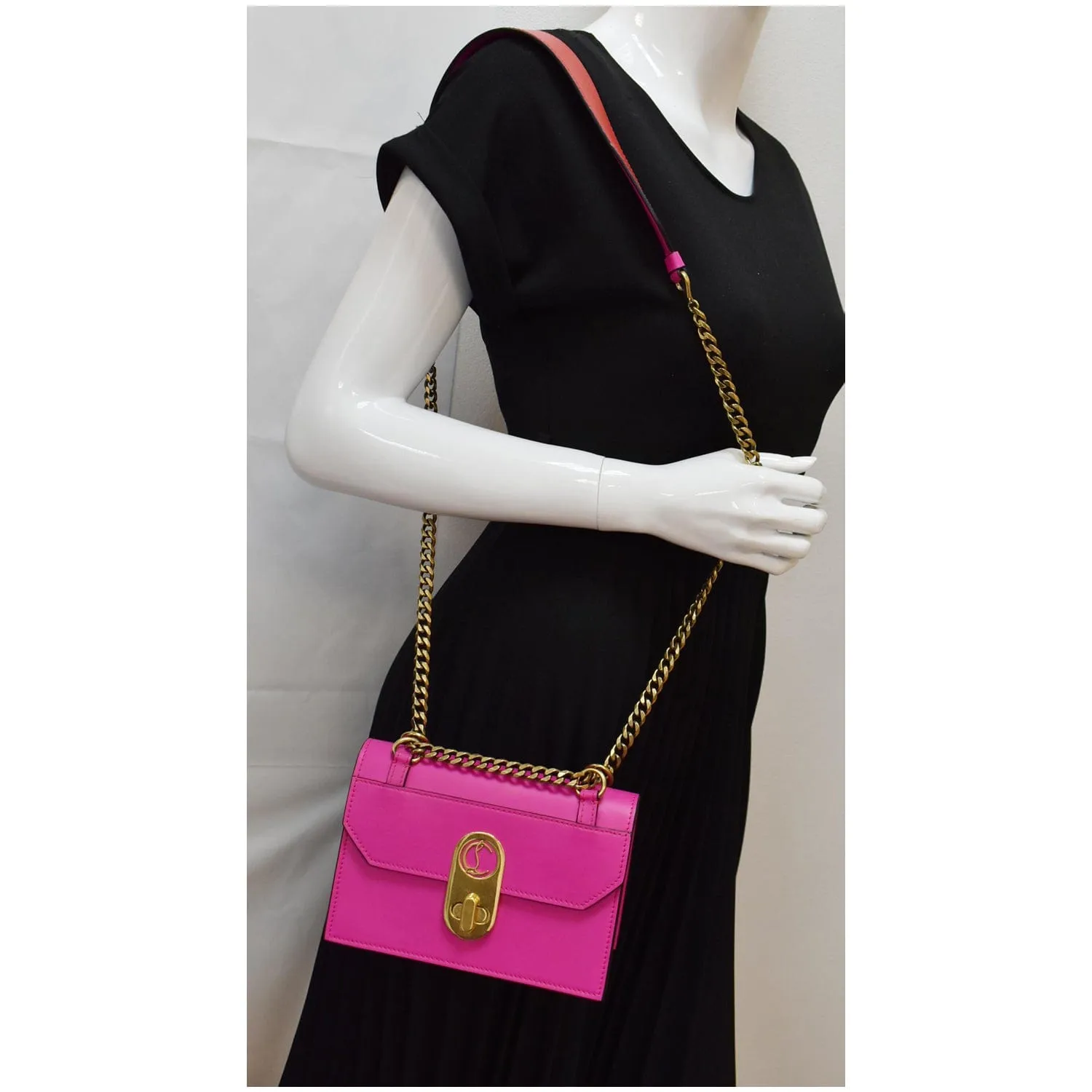 CHRISTIAN LOUBOUTIN Elisa Mini Calfskin Leather Shoulder Bag Pink