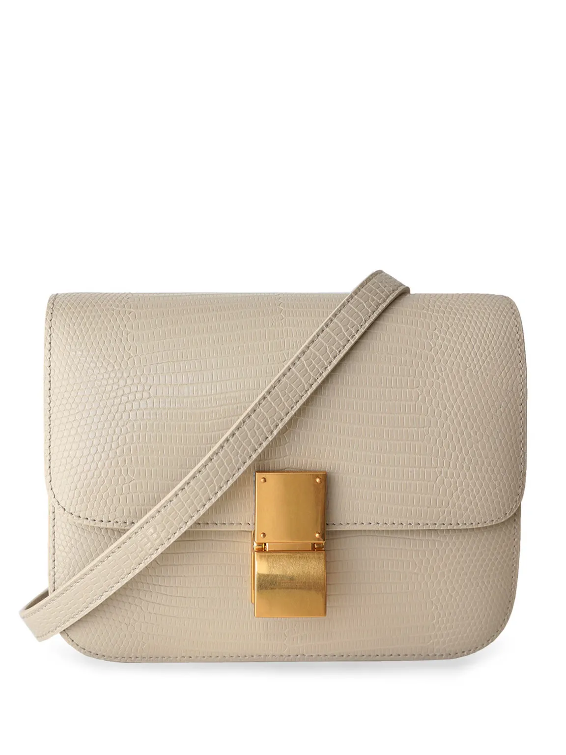 Classic Bag In Lizard-Embossed Leather Box Bag Square Cassette Shoulder Bag