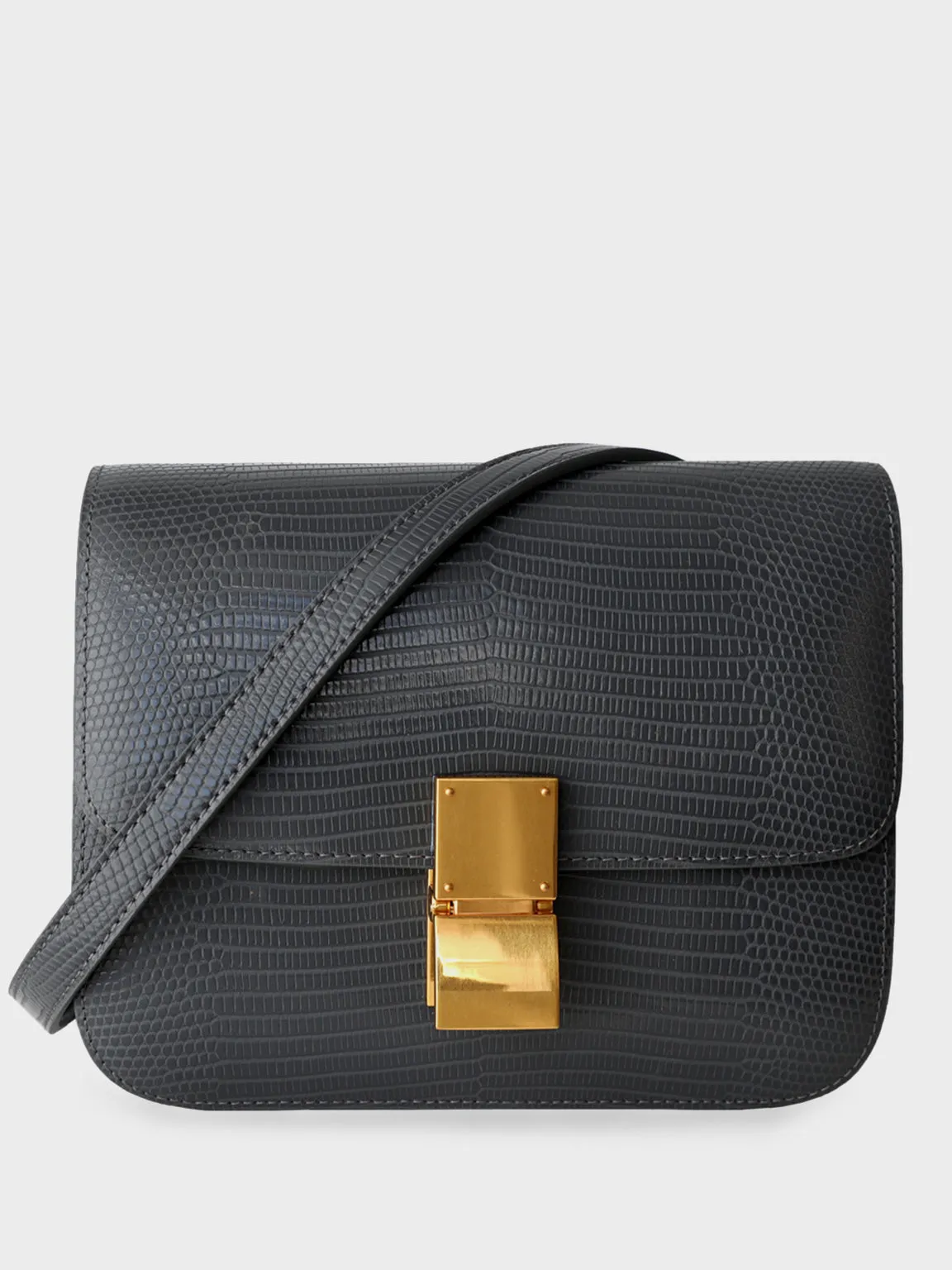 Classic Bag In Lizard-Embossed Leather Box Bag Square Cassette Shoulder Bag