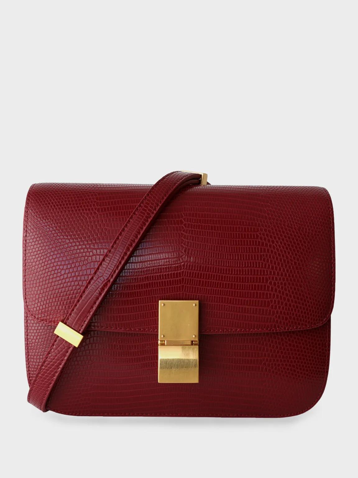 Classic Bag In Lizard-Embossed Leather Box Bag Square Cassette Shoulder Bag
