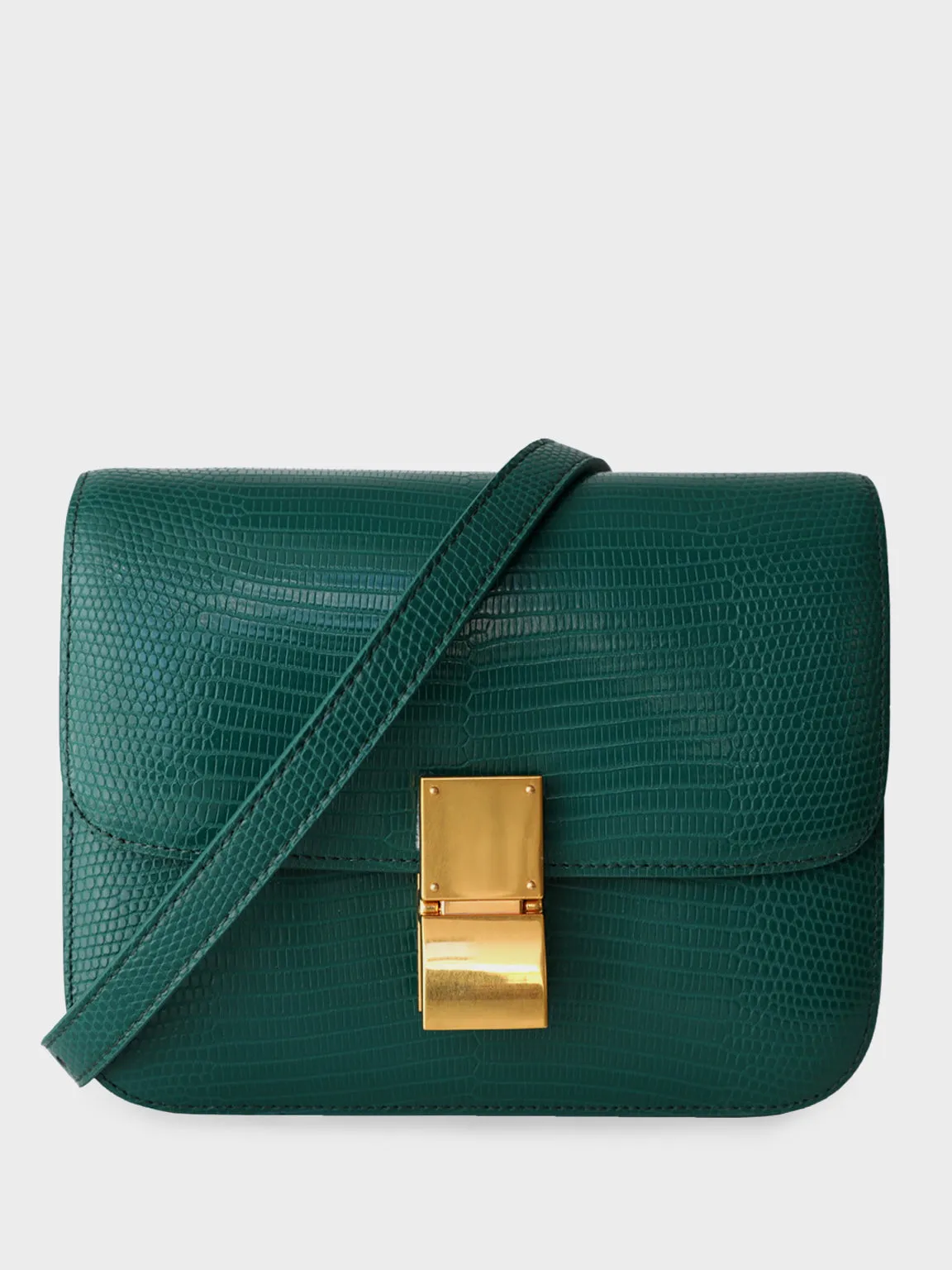 Classic Bag In Lizard-Embossed Leather Box Bag Square Cassette Shoulder Bag