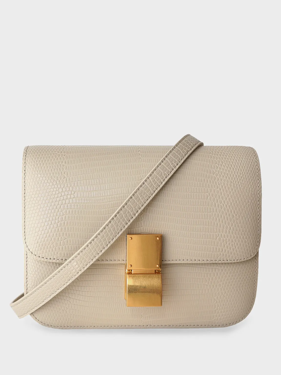 Classic Bag In Lizard-Embossed Leather Box Bag Square Cassette Shoulder Bag