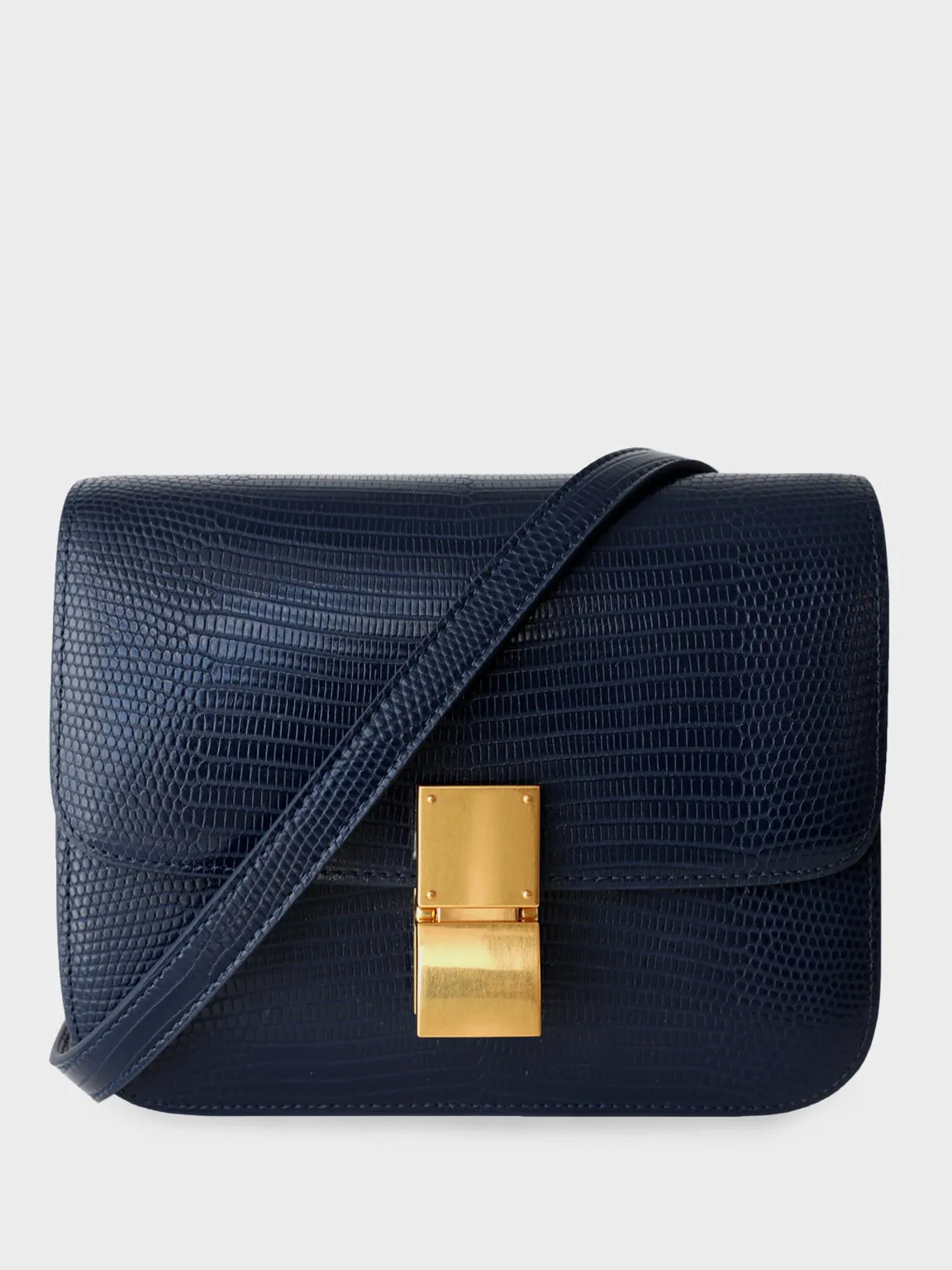 Classic Bag In Lizard-Embossed Leather Box Bag Square Cassette Shoulder Bag