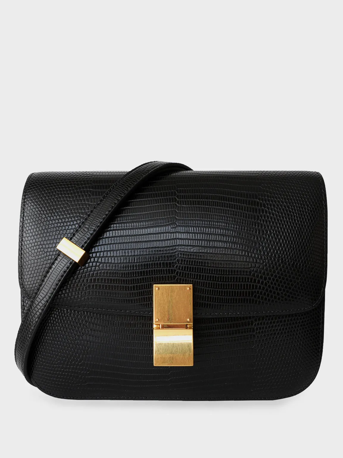 Classic Bag In Lizard-Embossed Leather Box Bag Square Cassette Shoulder Bag