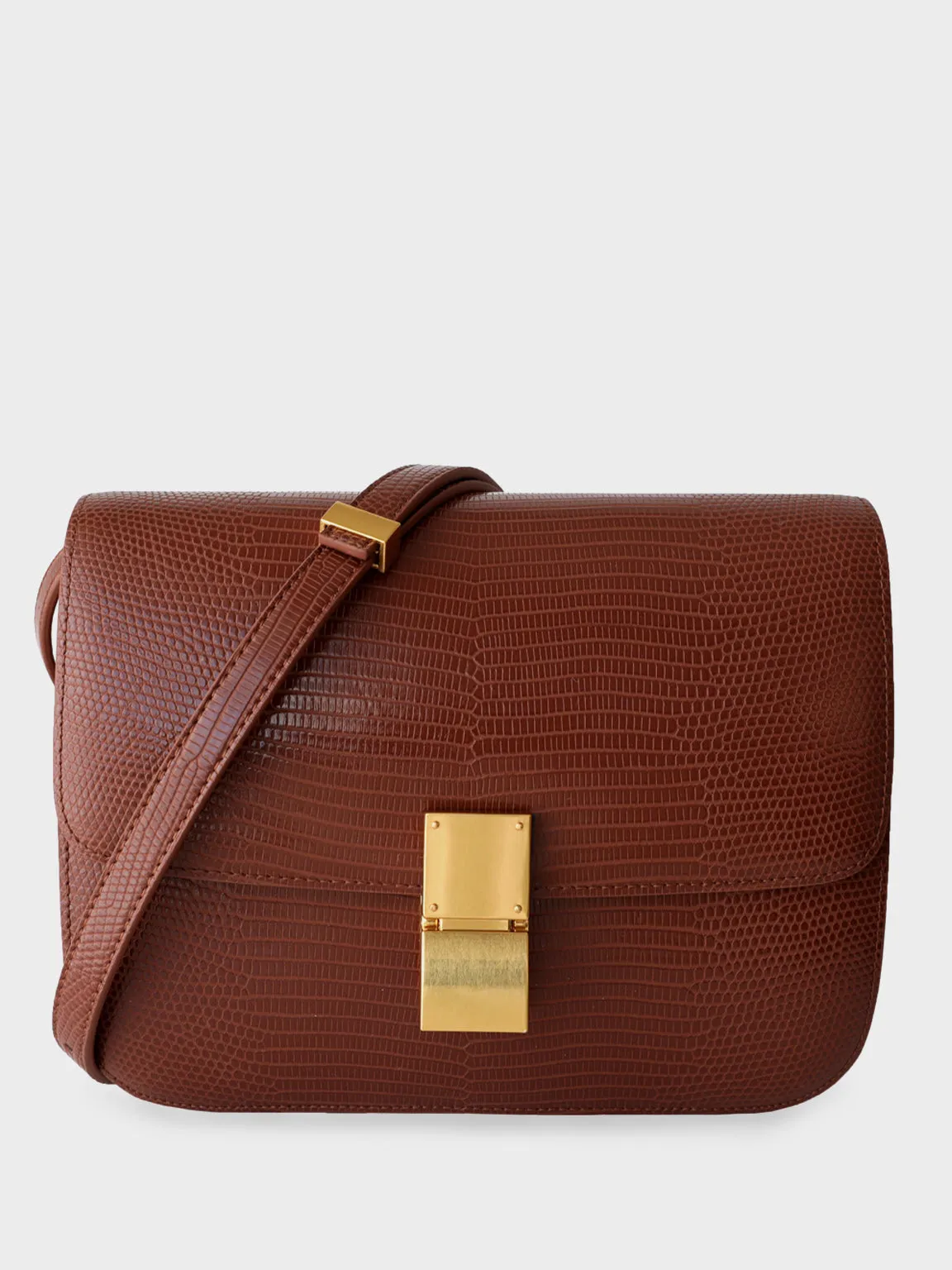 Classic Bag In Lizard-Embossed Leather Box Bag Square Cassette Shoulder Bag