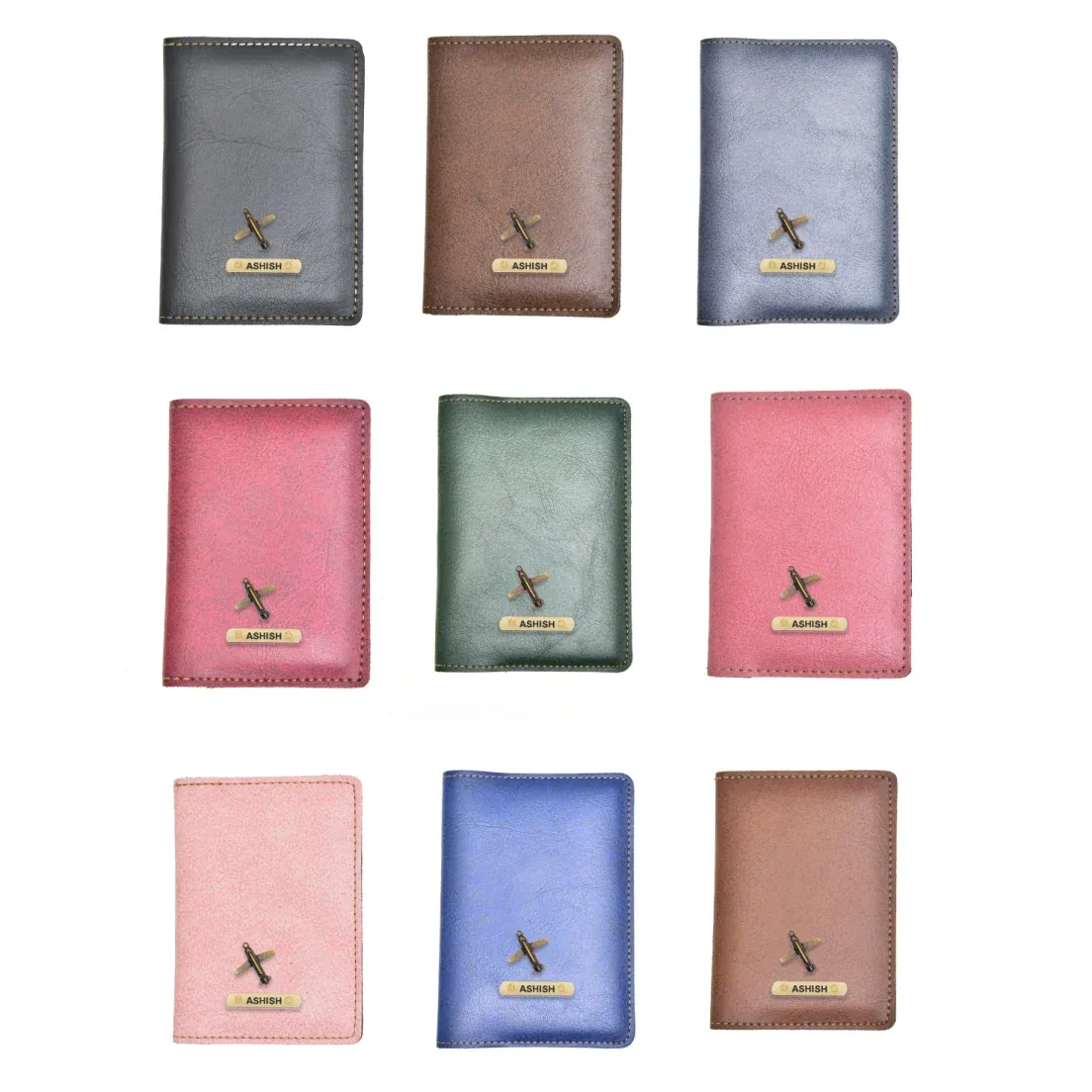 Classy Leather Customised Passport Cover with Charm (Pink)