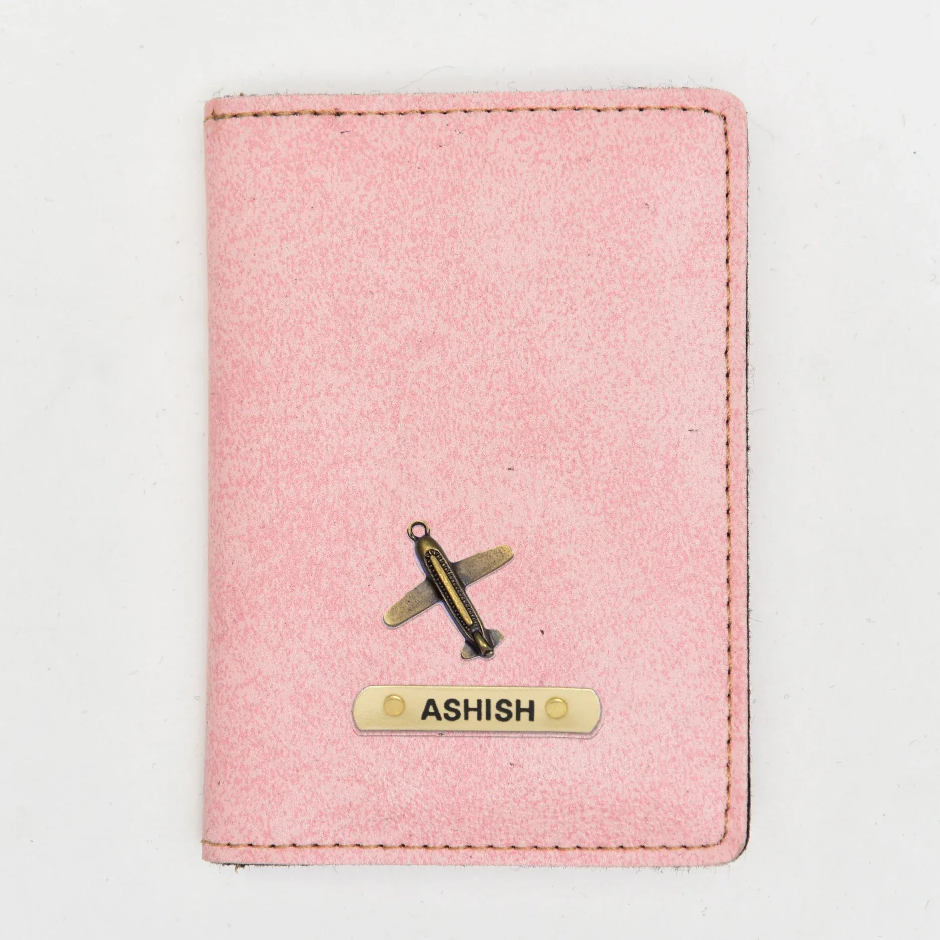 Classy Leather Customised Passport Cover with Charm (Pink)