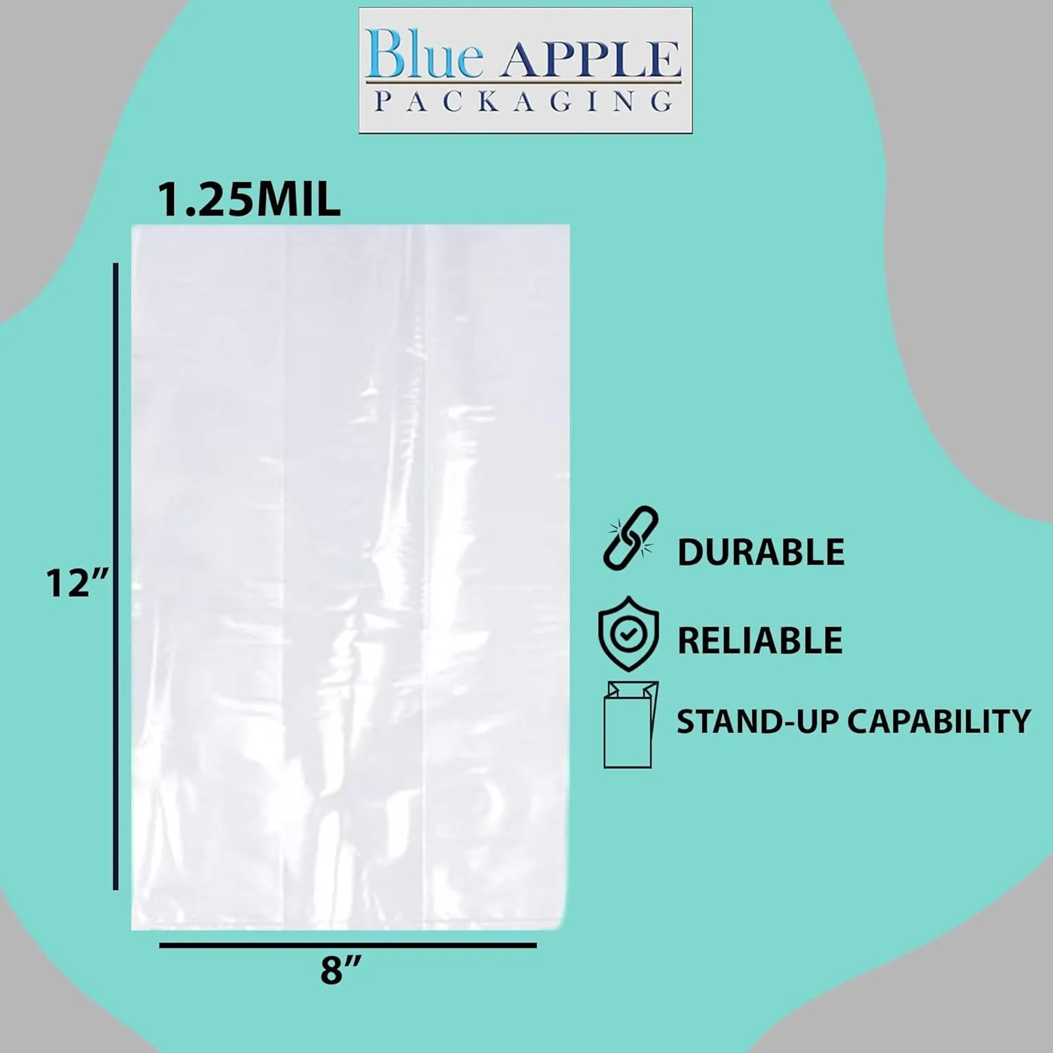 Clear Gusseted Poly Bags 1.25 Mil 8x4x12 Flat Bottom Heat Seal