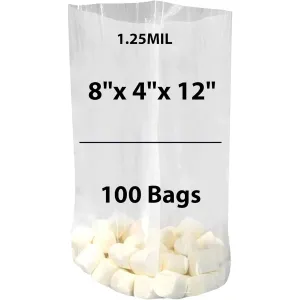 Clear Gusseted Poly Bags 1.25 Mil 8x4x12 Flat Bottom Heat Seal