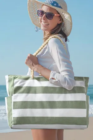 Cleo Striped Canvas Large Tote