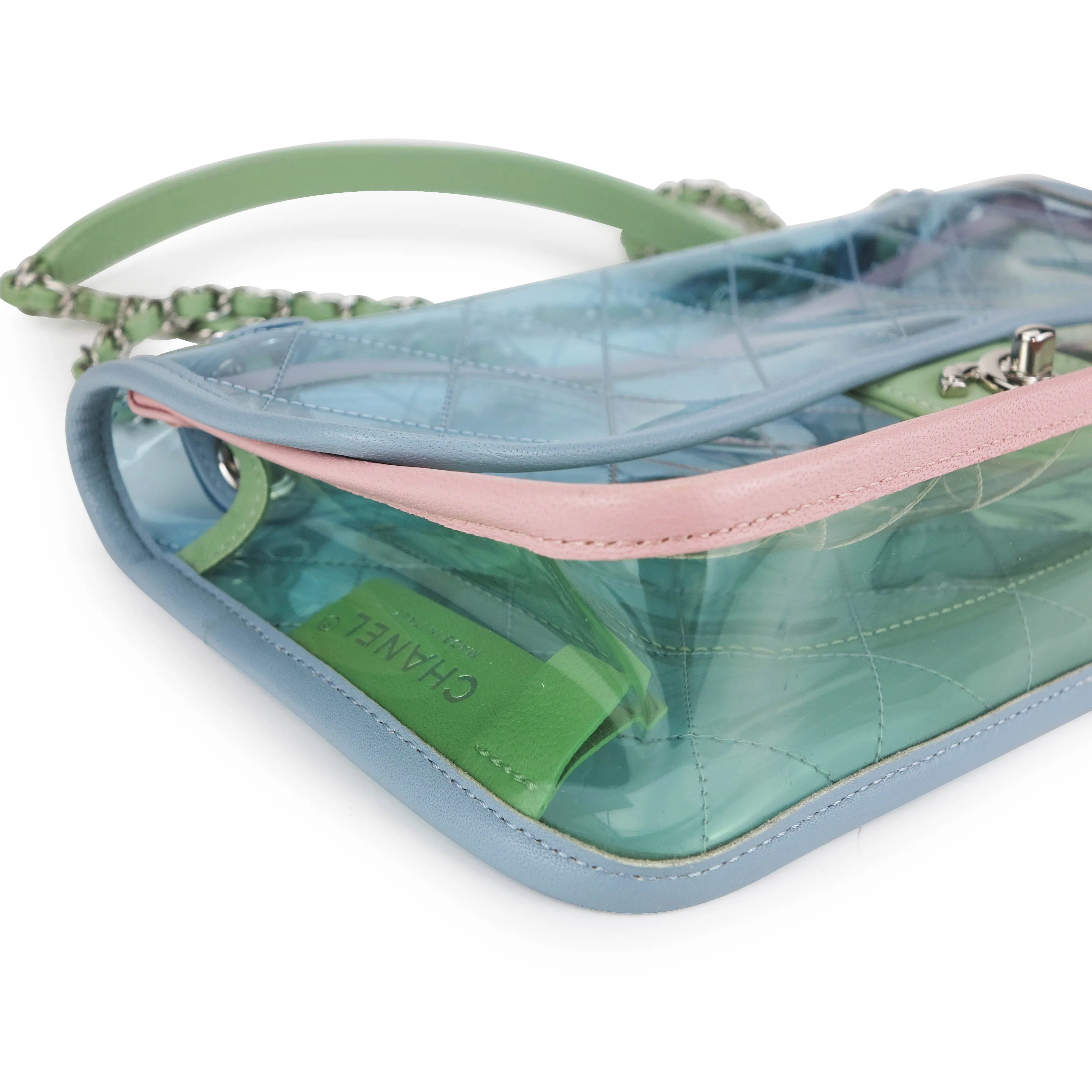 Coco Splash PVC Medium Flap Bag Blue Pink Green
