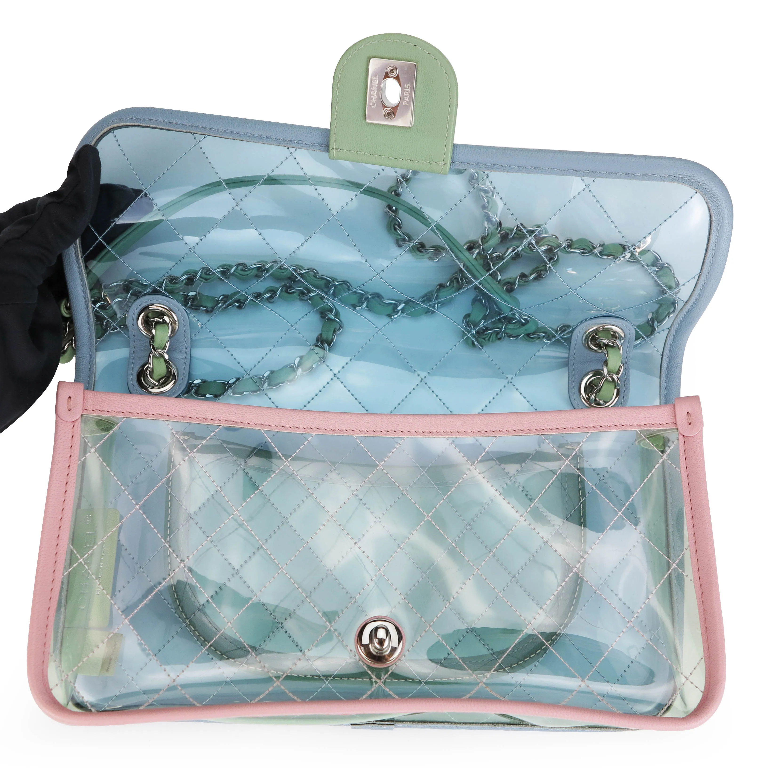 Coco Splash PVC Medium Flap Bag Blue Pink Green