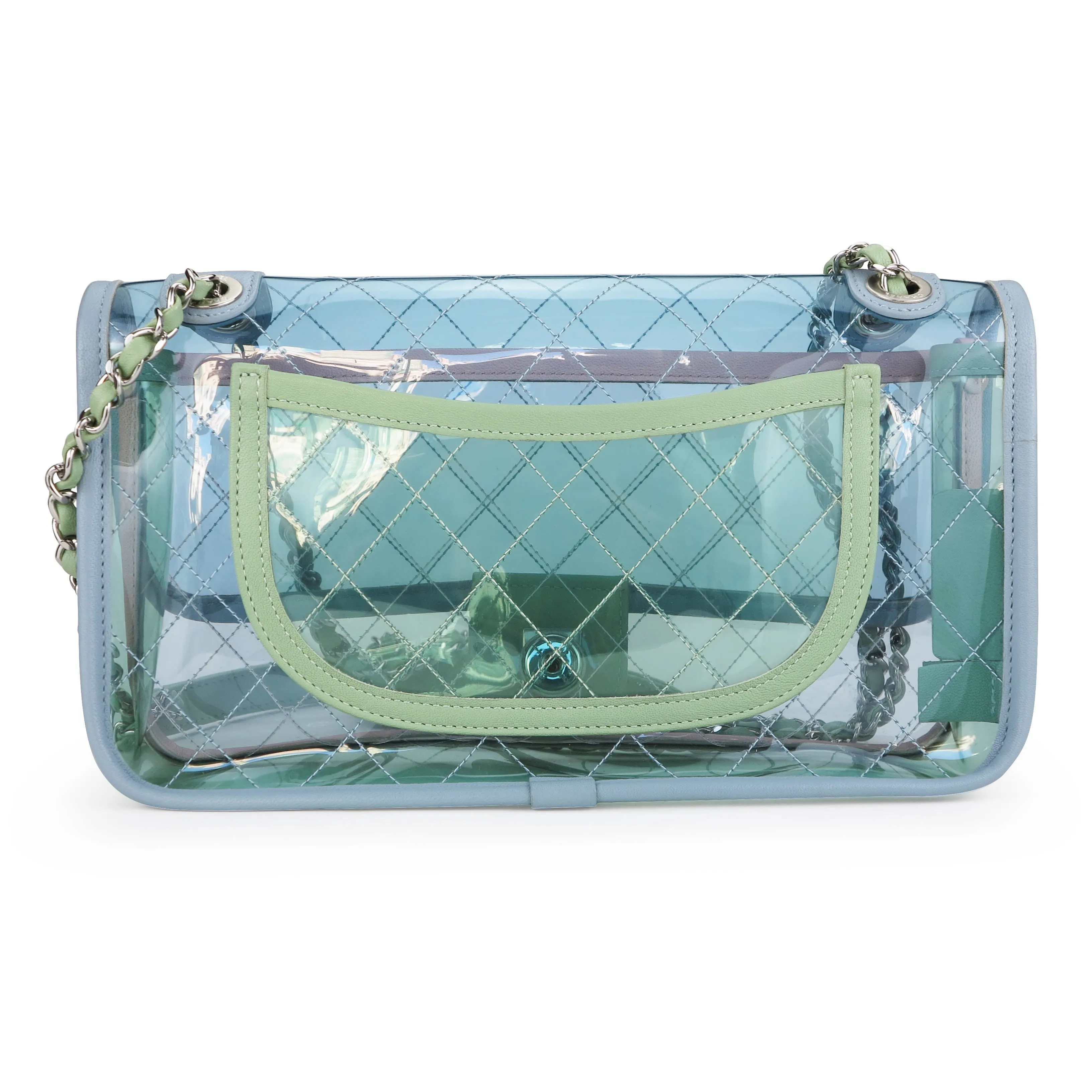 Coco Splash PVC Medium Flap Bag Blue Pink Green