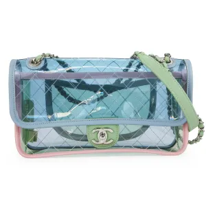 Coco Splash PVC Medium Flap Bag Blue Pink Green