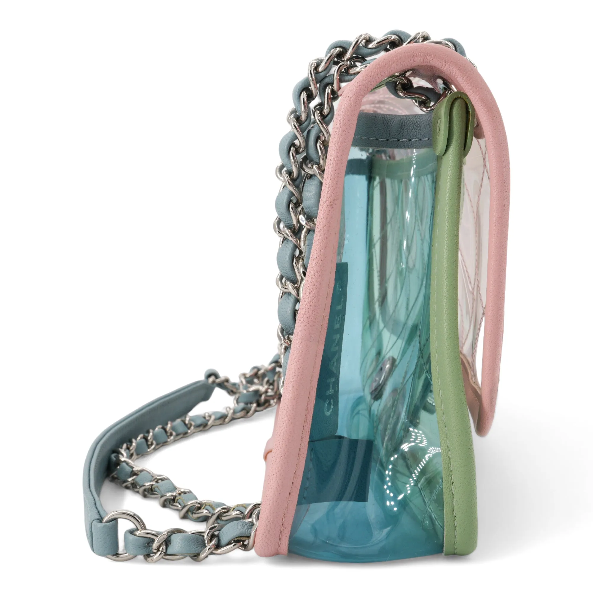 Coco Splash PVC Medium Flap Bag Pink Blue Green