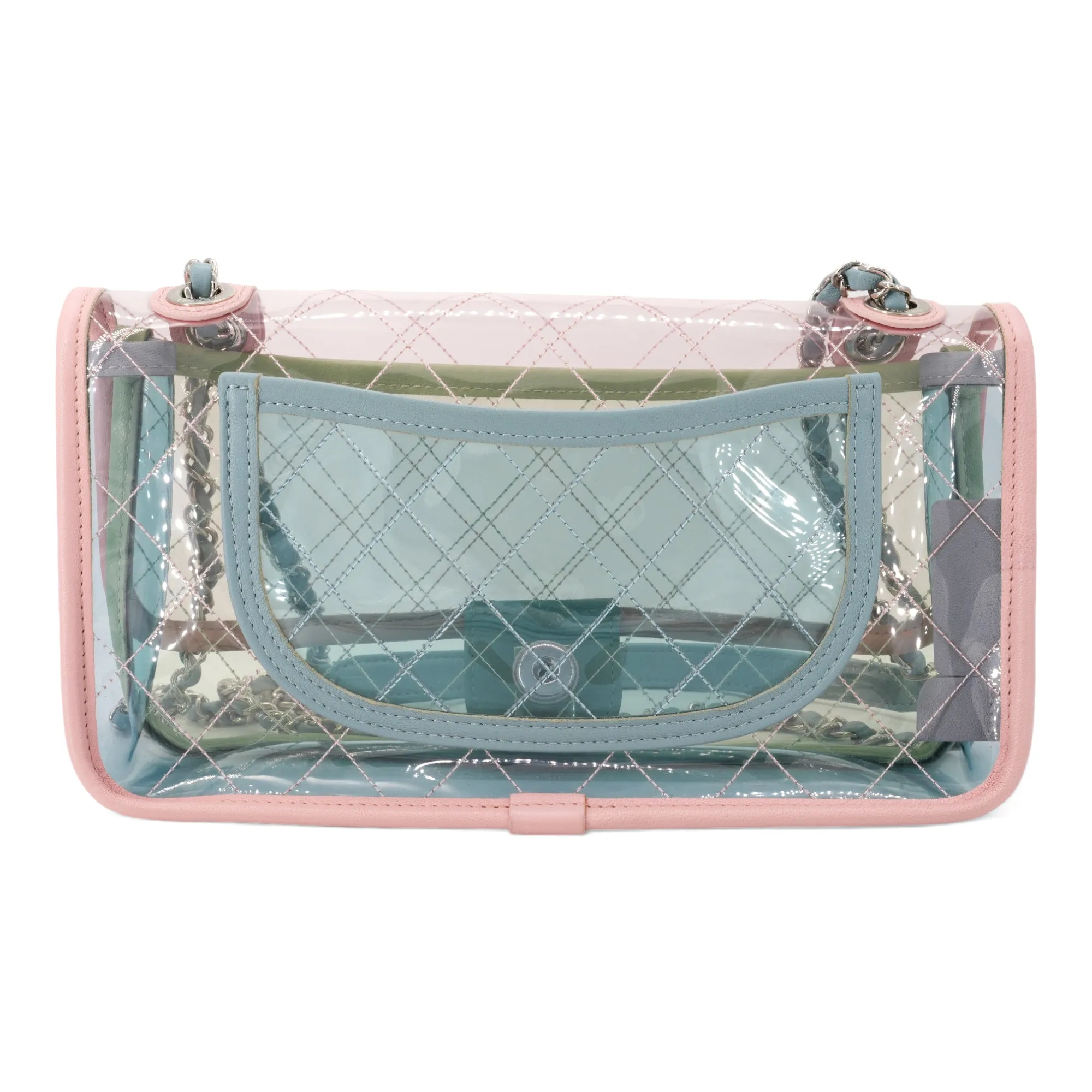 Coco Splash PVC Medium Flap Bag Pink Blue Green