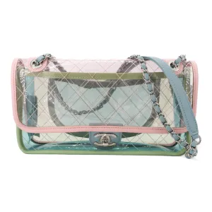 Coco Splash PVC Medium Flap Bag Pink Blue Green