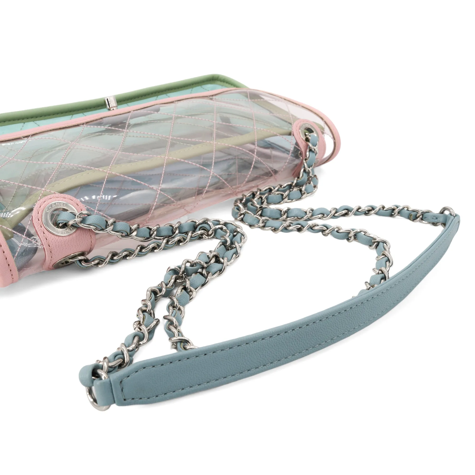 Coco Splash PVC Medium Flap Bag Pink Blue Green