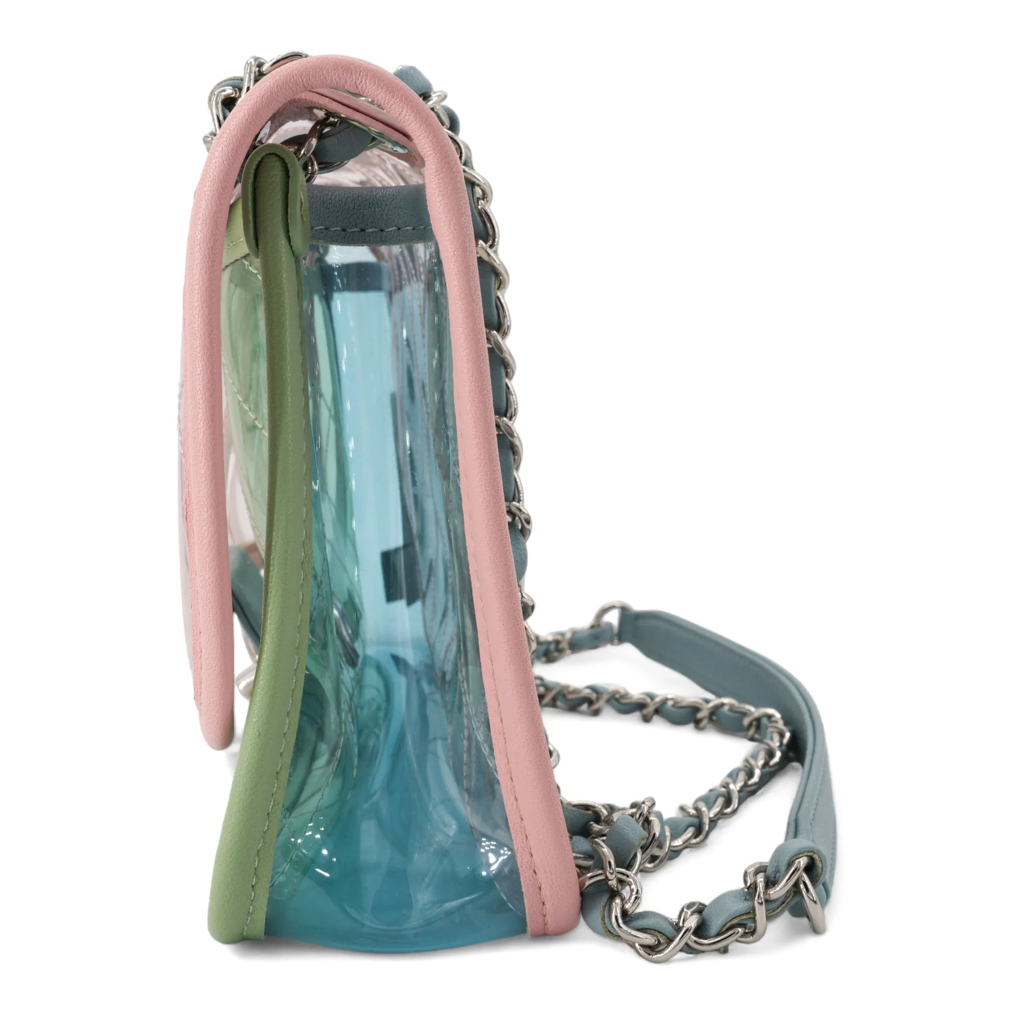 Coco Splash PVC Medium Flap Bag Pink Blue Green