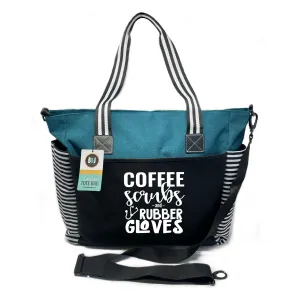 Coffee Scrubs LouLou Teal Tote Bag for Medical Workers